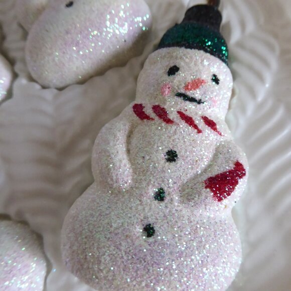 NEW VINTAGE CHRISTMAS SNOWMAN GLASS ORNAMENT SET OF 4 - Picture 6 of 7